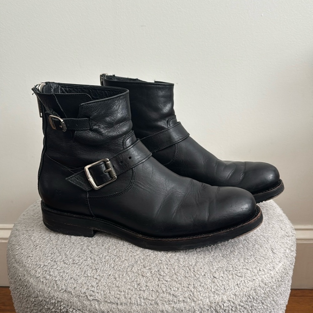 Frye short black leather boots